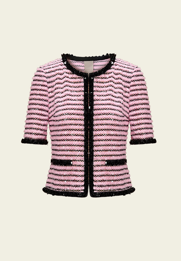 Frayed-detail Sequin-detail Stripped Jacket