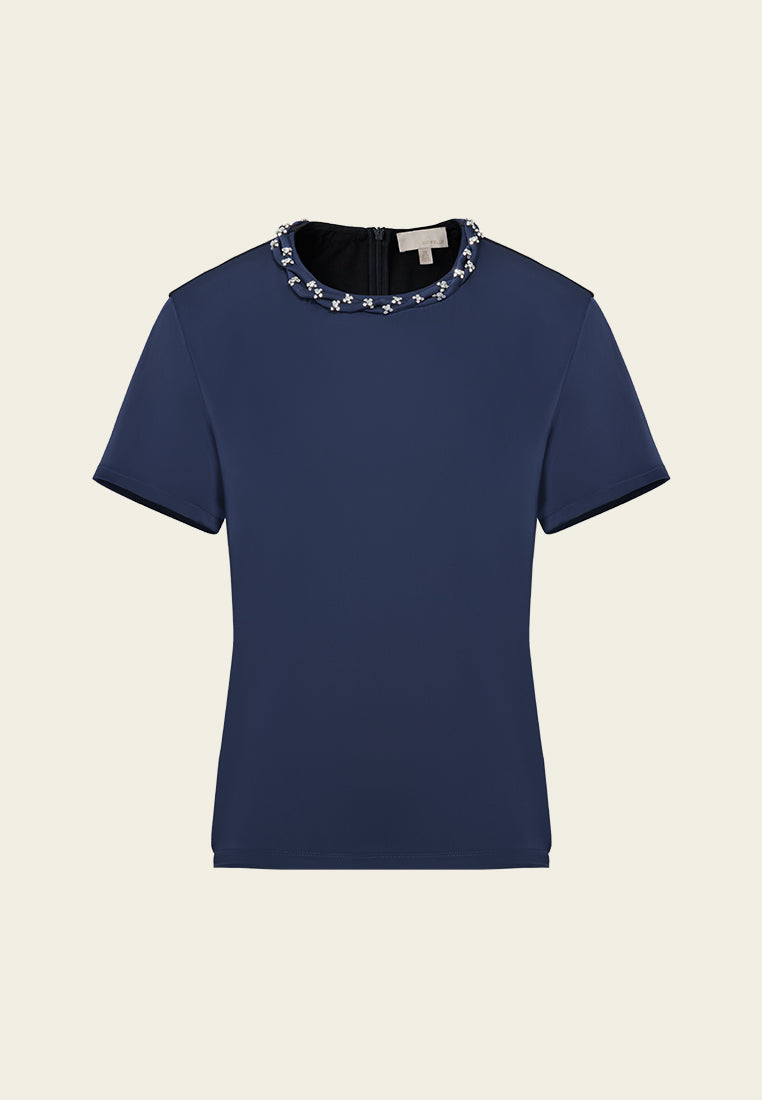 Slim-fit Braided-detail Crystal-embellished T-shirt