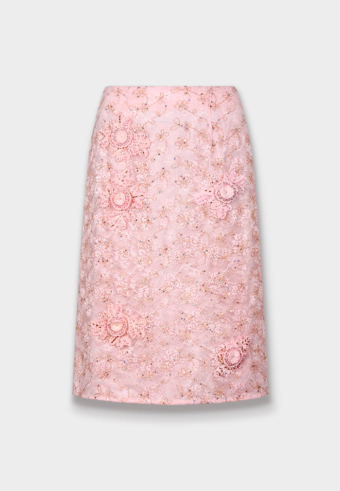 Blush Lace Embellished Skirt
