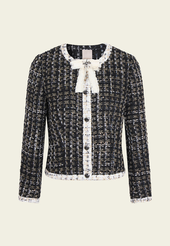 Bijou Bow Trim Tweed Jacket