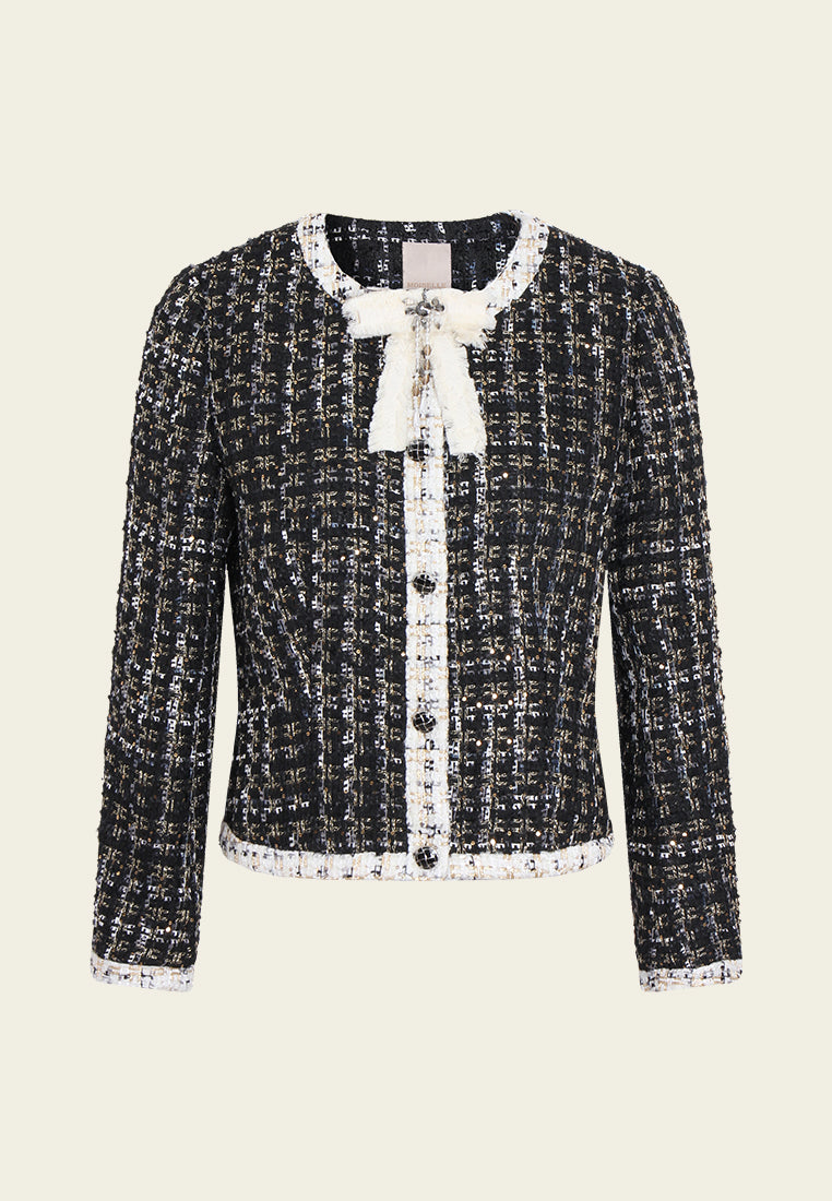 Bijou Bow Trim Tweed Jacket