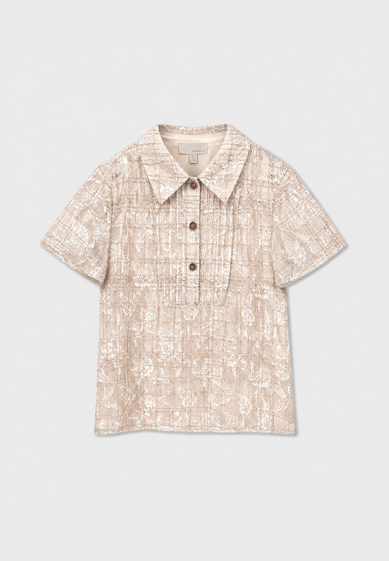 Beige Florale Harmonie Blouse