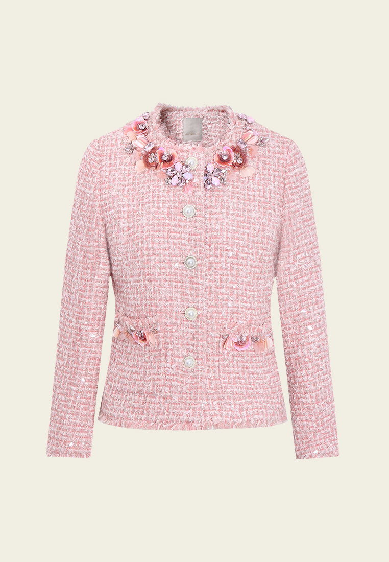 Fleur-Embellished Tweed Jacket
