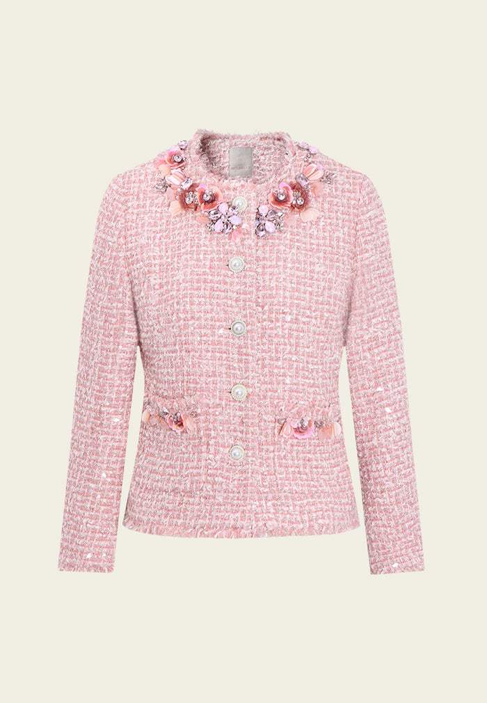 Fleur-Embellished Tweed Jacket