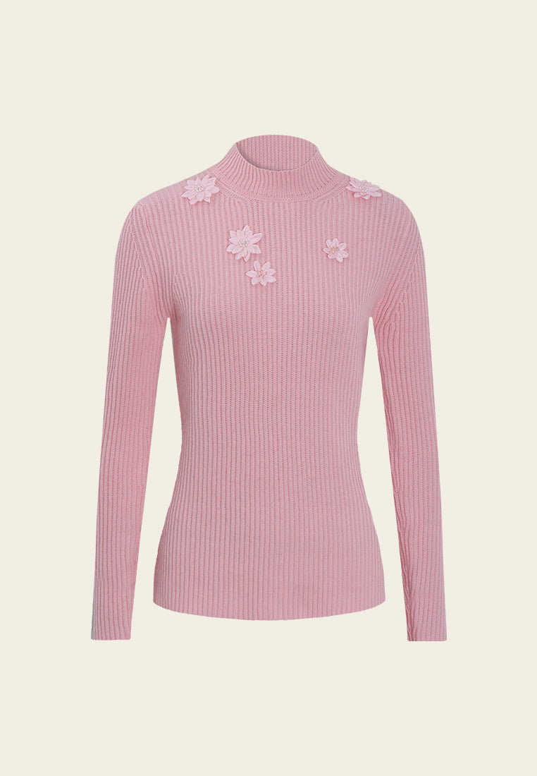 Broderie Fleurie Ribbed Knit Top