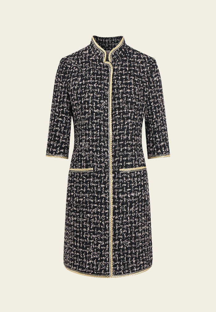 Éclat Embellished Sleeve Tweed Coat