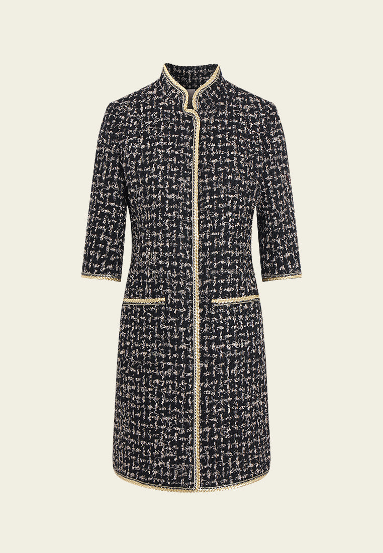 Éclat Embellished Sleeve Tweed Coat