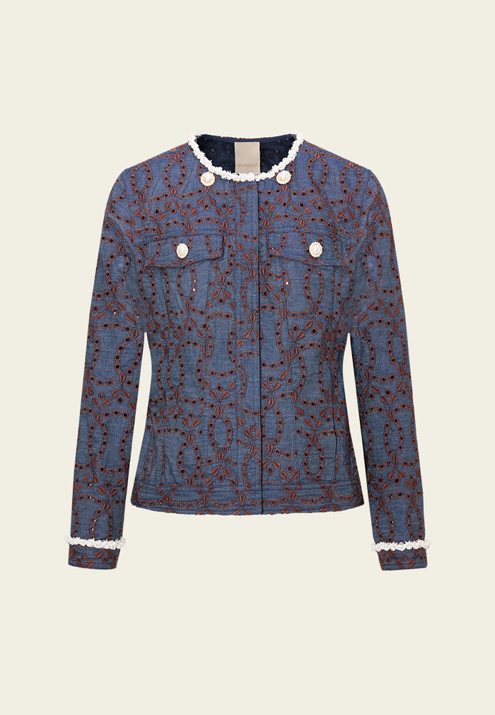 Contrast Embroidered Monogram Jacket