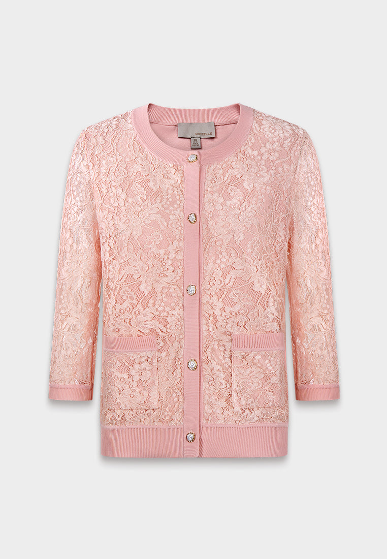 Blush Elegance Lace Cardigan