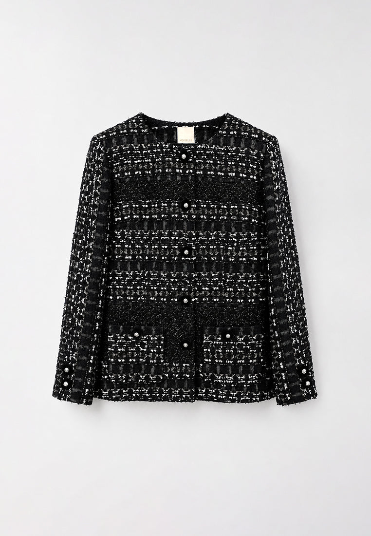 Noir Blanc Tweed Carreau Perlé Jacket