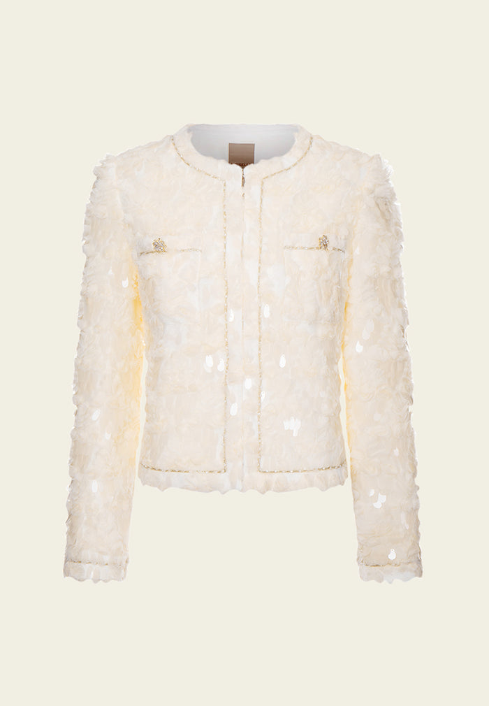 Frayed-effect Sequin-detail Metalic-trim Jacket