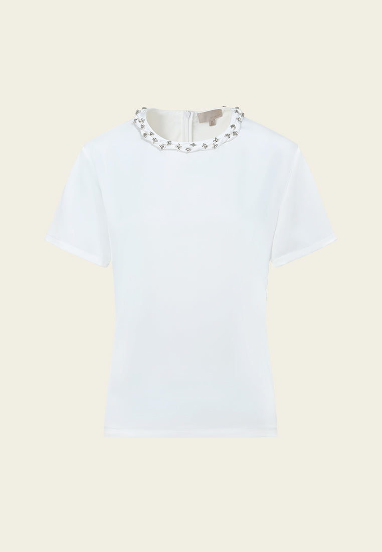 Slim-fit Braided-detail Crystal-embellished T-shirt