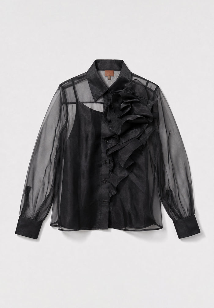 Noir Volant Majesté Sheer Blouse