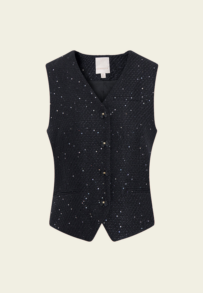 Rivière Embellished Button Vest
