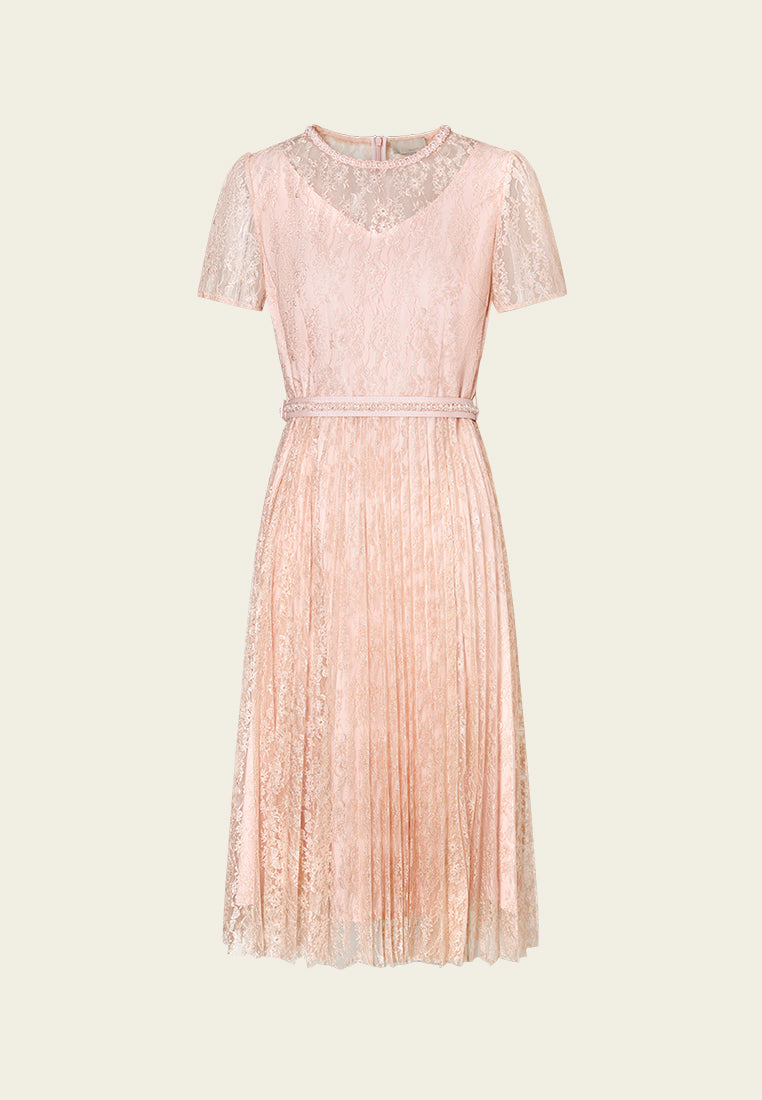 Embellished-trim Lurex Mesh Lace Dress