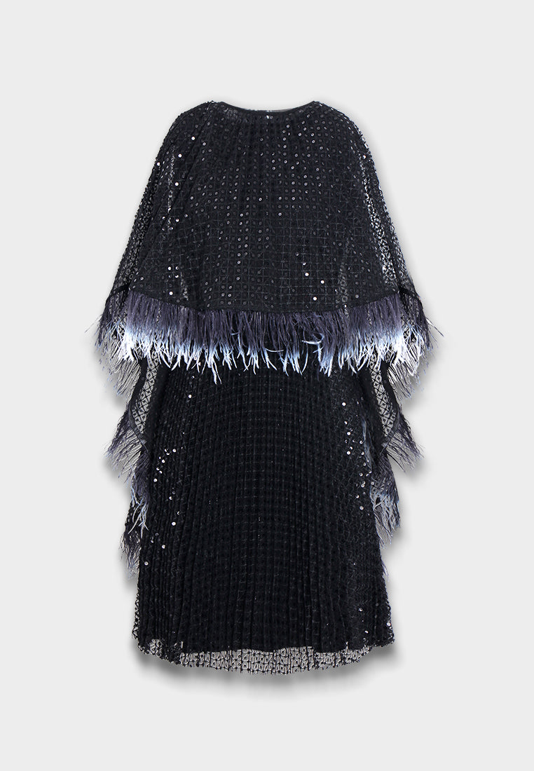 Noir Plumage Sequin Dress