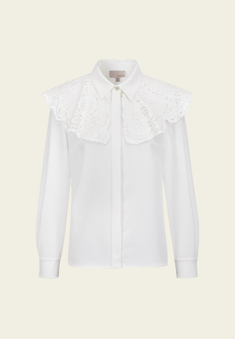 White Lace Peter Pan Collar Shirt