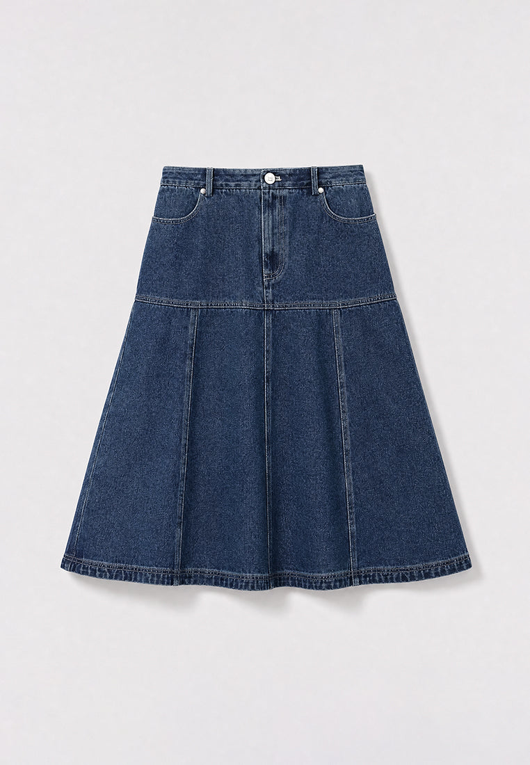 Bleu Denim Panneau A‑Line Skirt