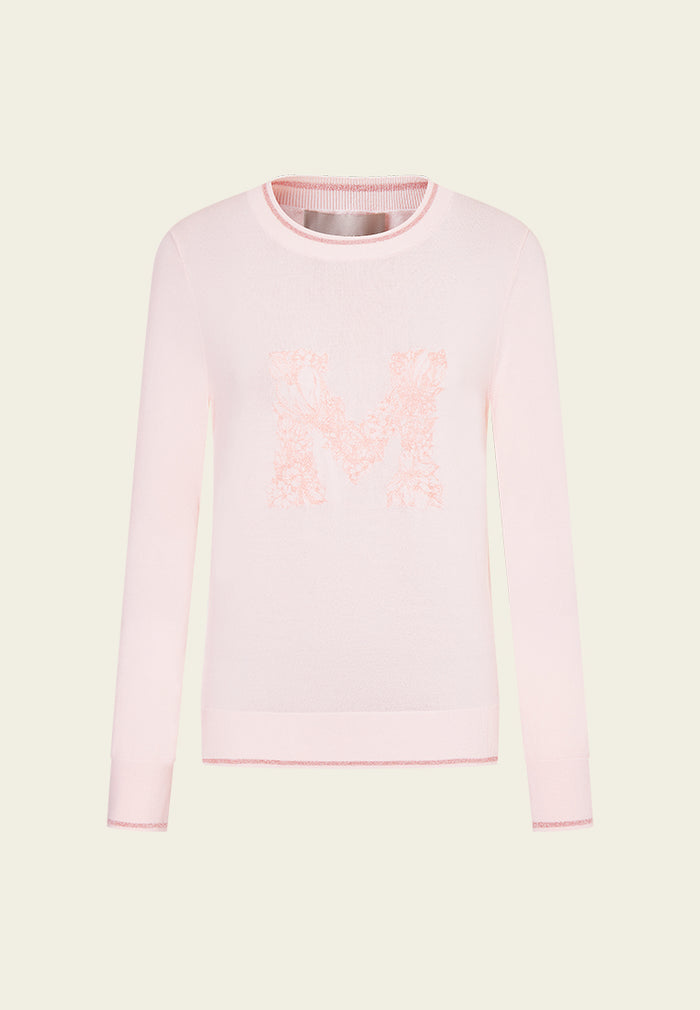 Embroidery Monogram-detail Ribbed-trim Knitted Top