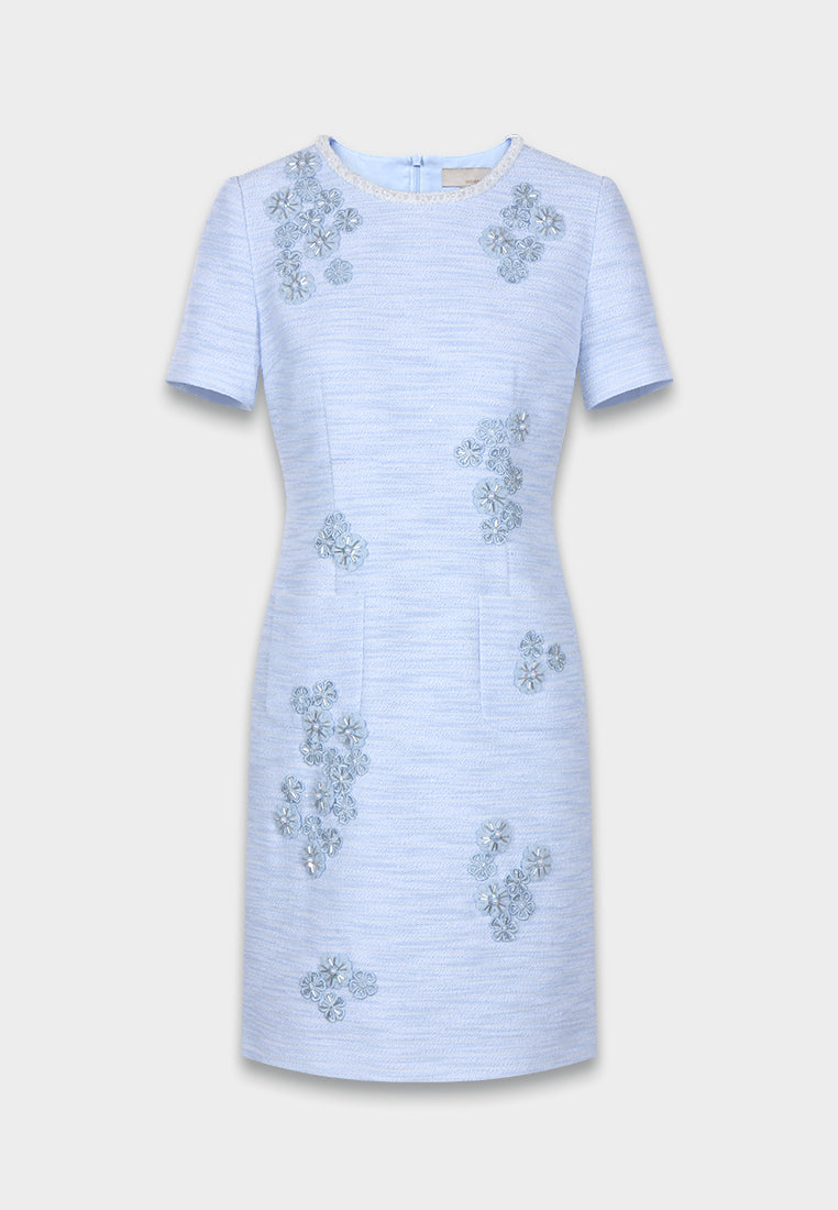 Azure Peony Embellished Dress