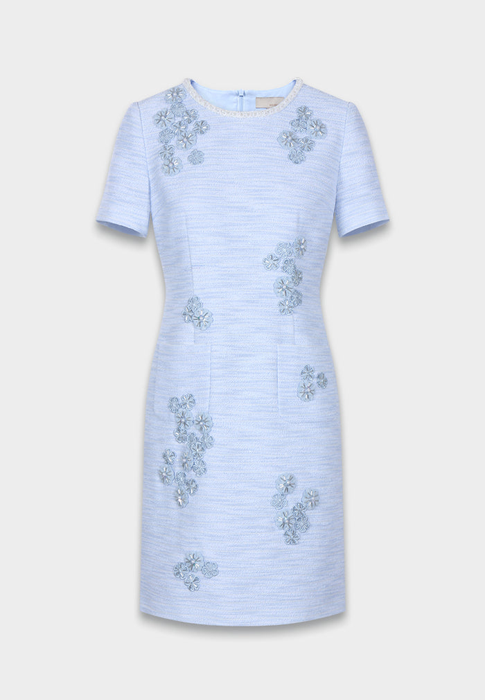 Azure Peony Embellished Dress