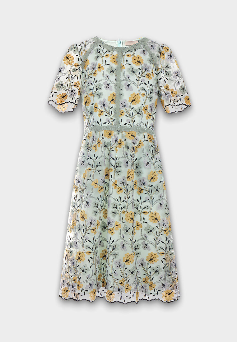 Celadon Garden Embroided Dress