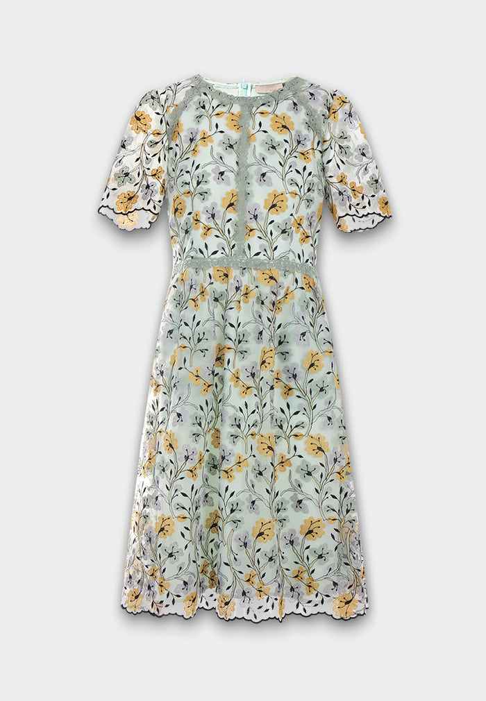Celadon Garden Embroided Dress