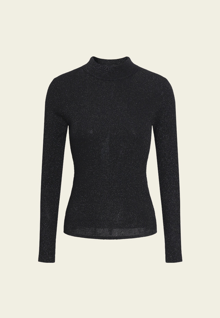 Ribbed Turtleneck Knit Sweater