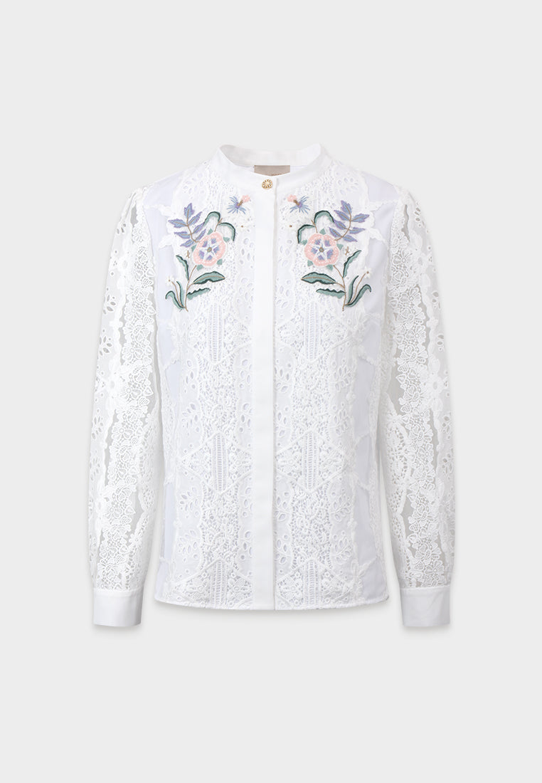 Ivory Dentelle Fleuris Blouse