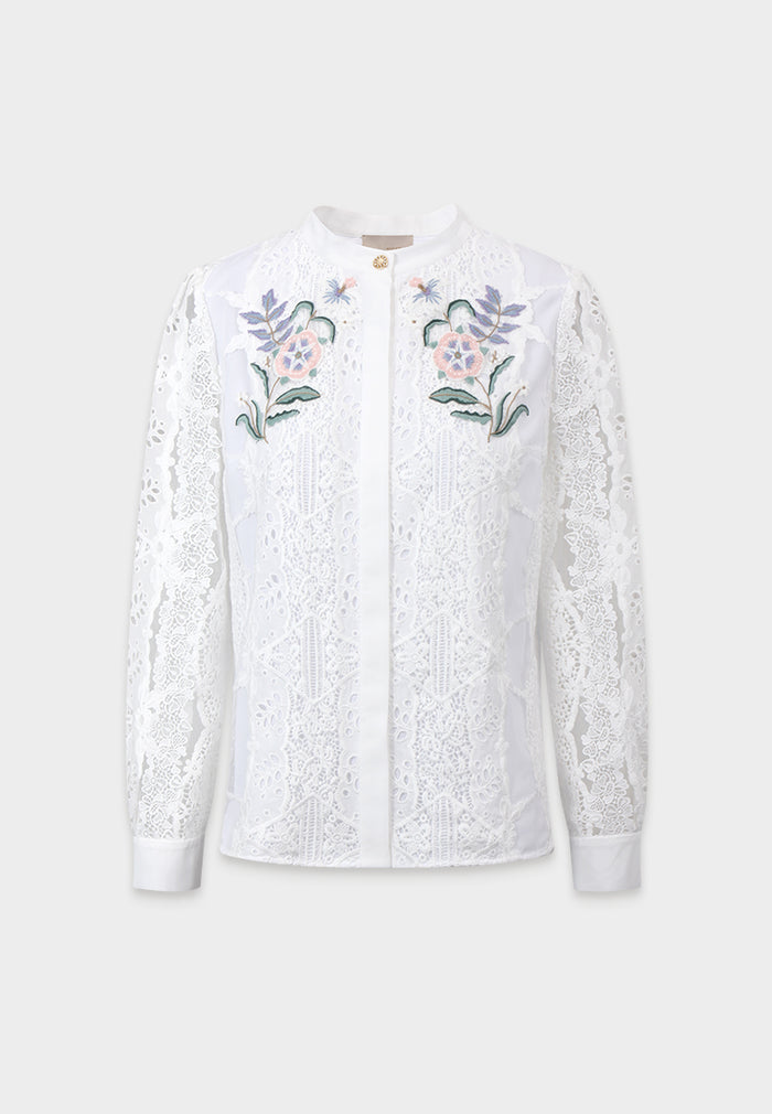 Ivory Dentelle Fleuris Blouse