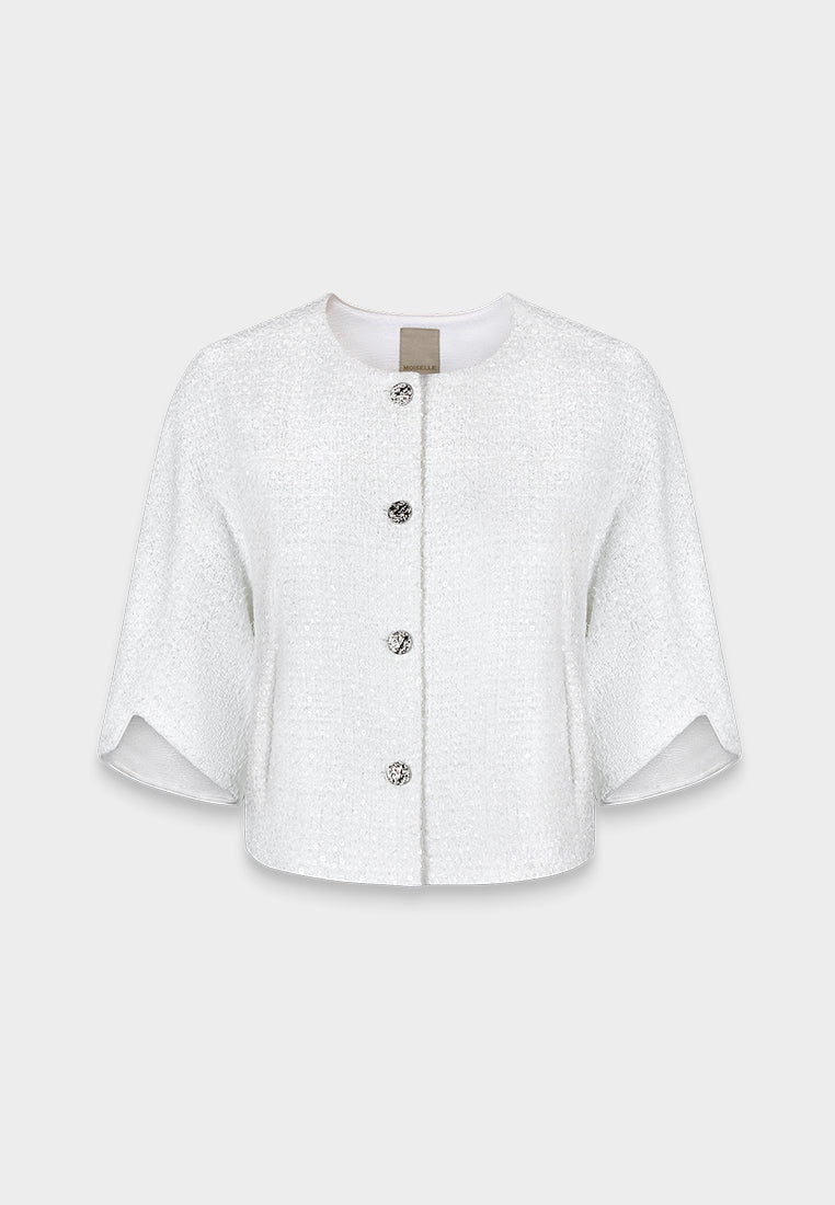 Blanche Étoile Cropped Tweed Jacket