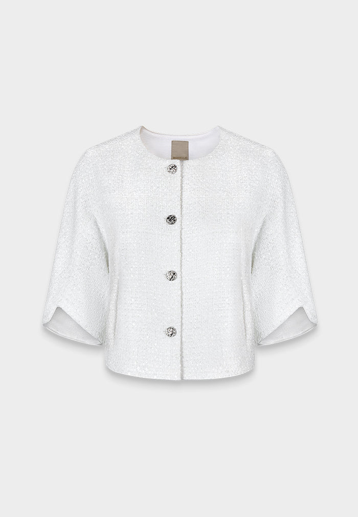 Blanche Étoile Cropped Tweed Jacket