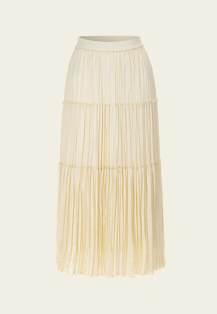 Pleated Panelled Maxi-length Skirt