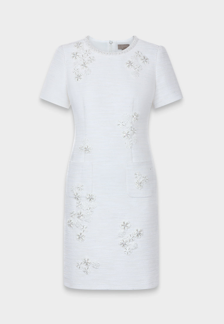 Ivory Peony Embellished Dress