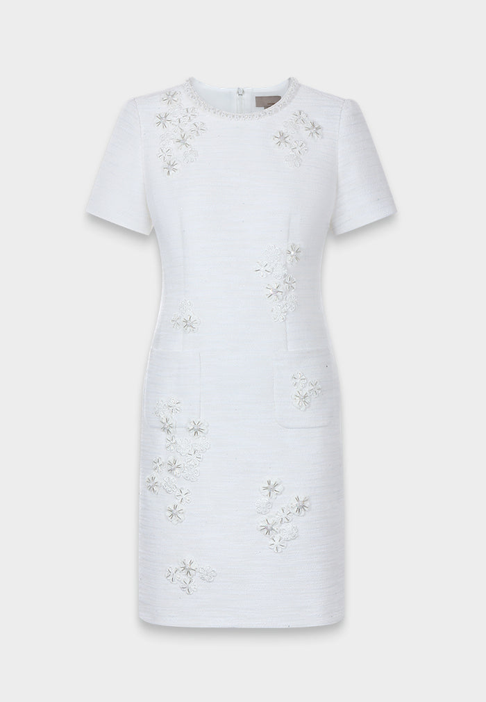 Ivory Peony Embellished Dress
