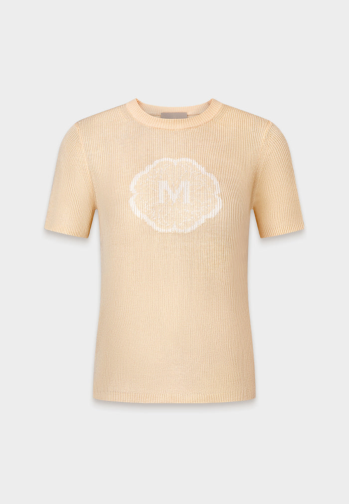 Champagne Signature Logo Ribbed Top