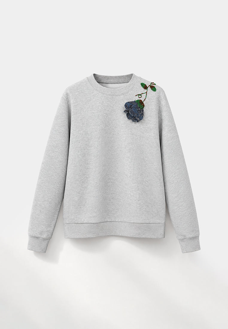 Gris Jardin Embroidered Floral Sweatshirt