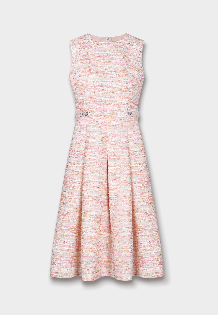 Baby Pink Weave Tweed Dress