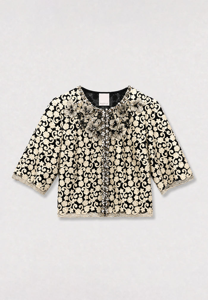 Noir Broderie Doré Arabesque Jacket