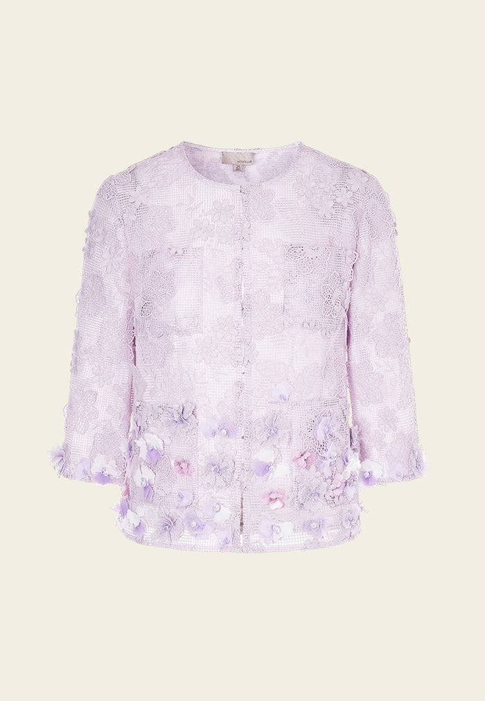 Lilac Mid Sleeves Lace Jacket