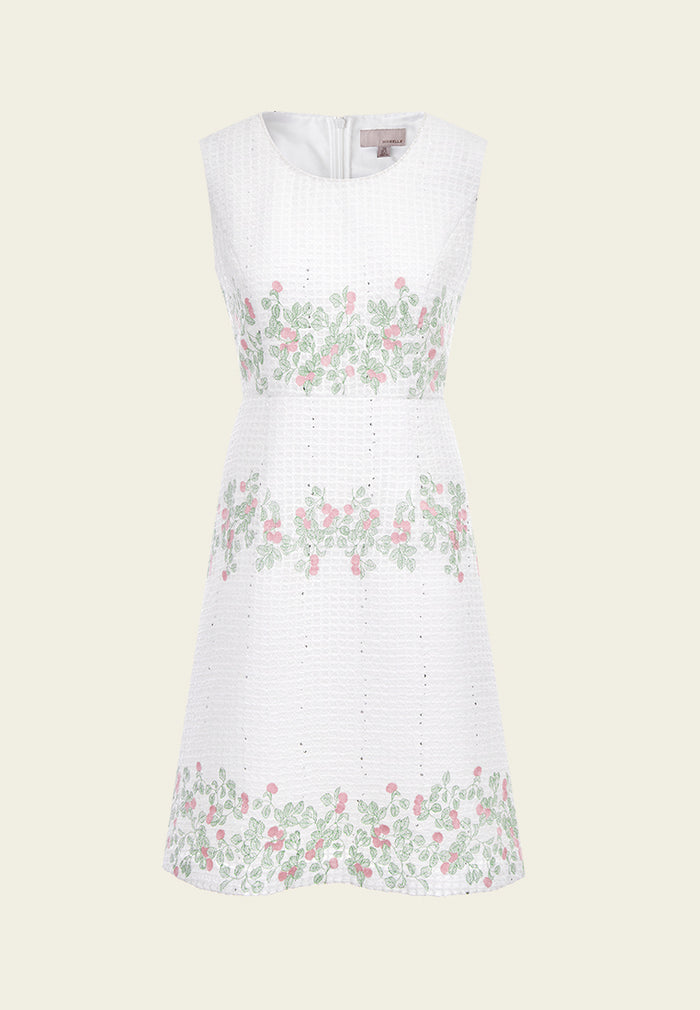 White Embroidery Lace Textured Dress
