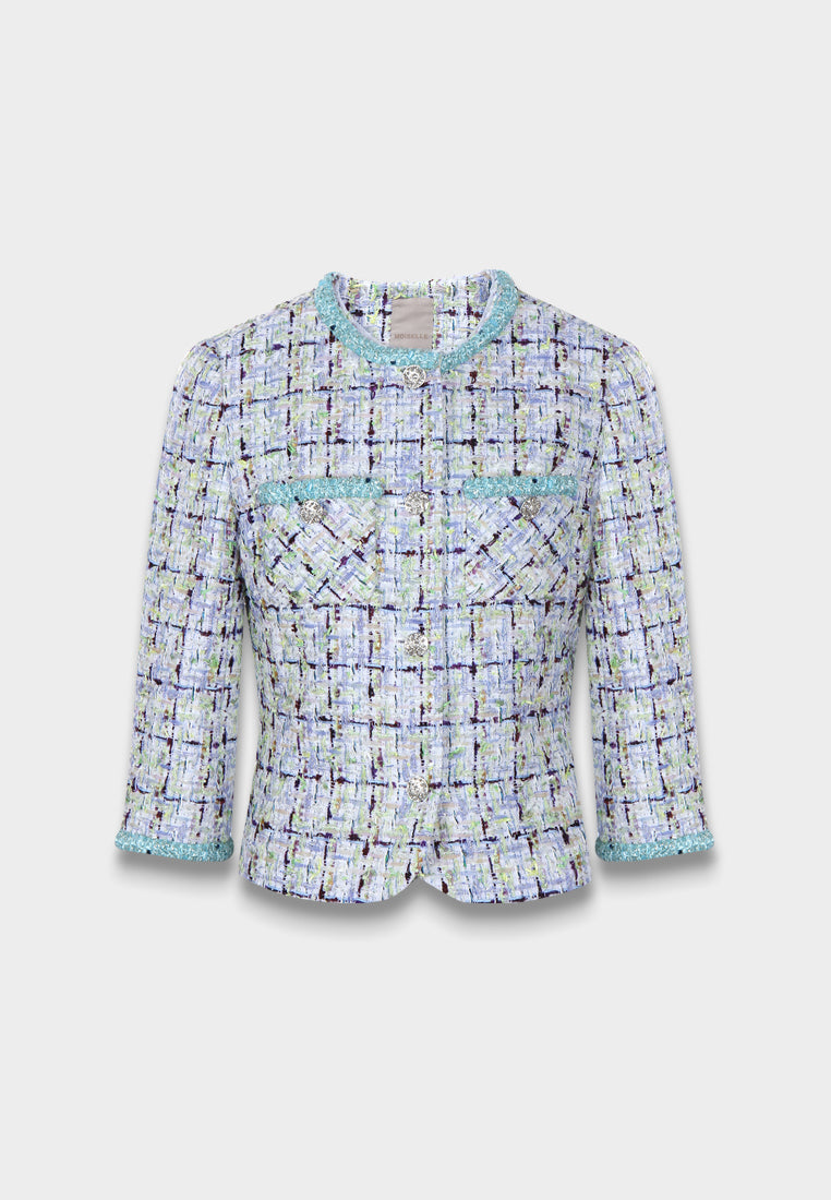 Azure Trim Tweed Jacket