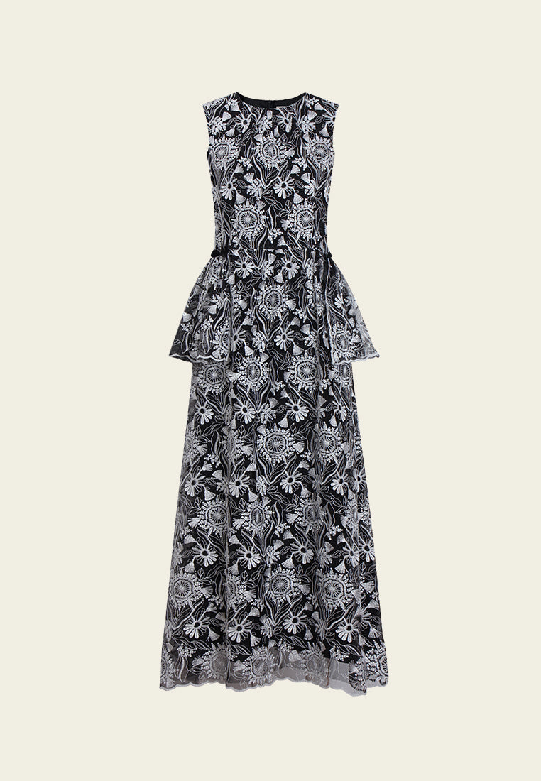 Midnight Bloom Peplum Dress