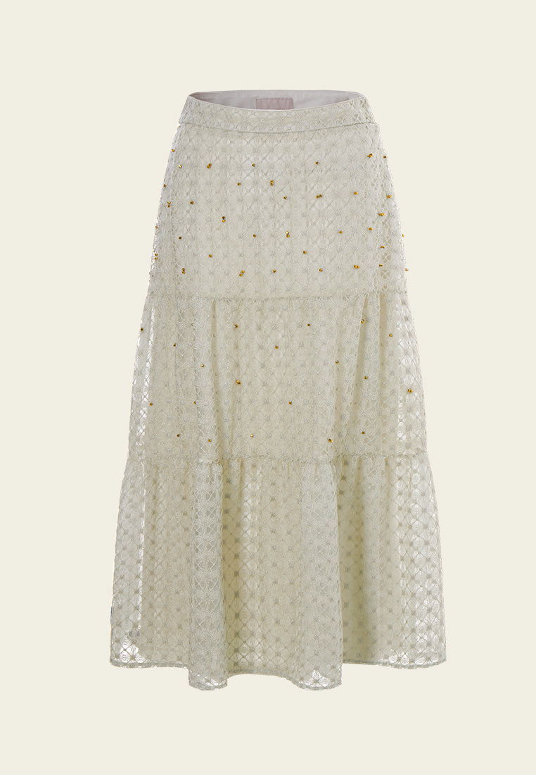 Panelled Lace Midi Skirt