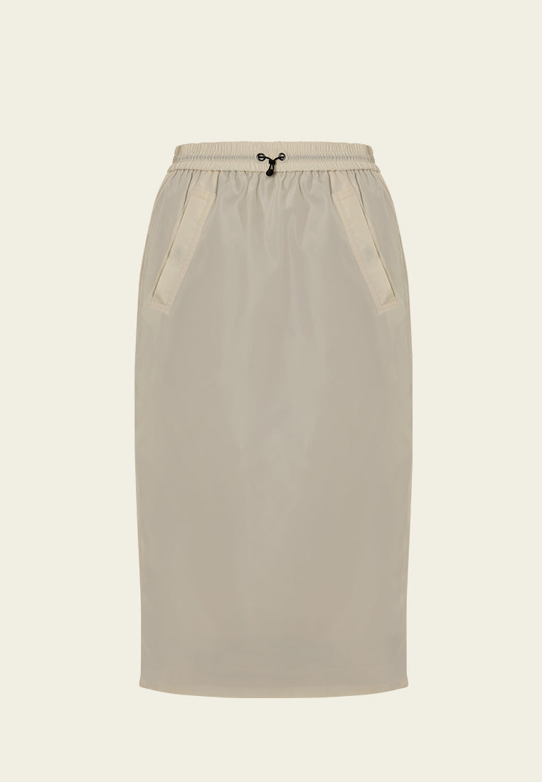 Drawstring-waistband Midi Pencil Skirt