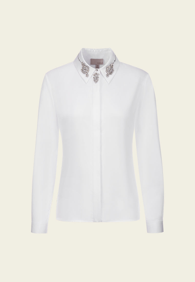 Crystal Embellished Satin Shirt