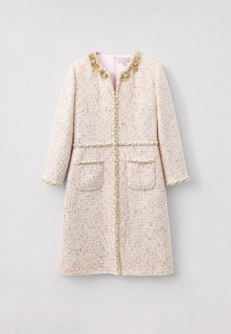 Crème Tweed Fleur Bijou Dress