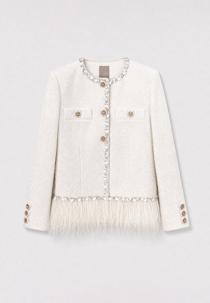 Crème Tweed Bijou Plume Jacket