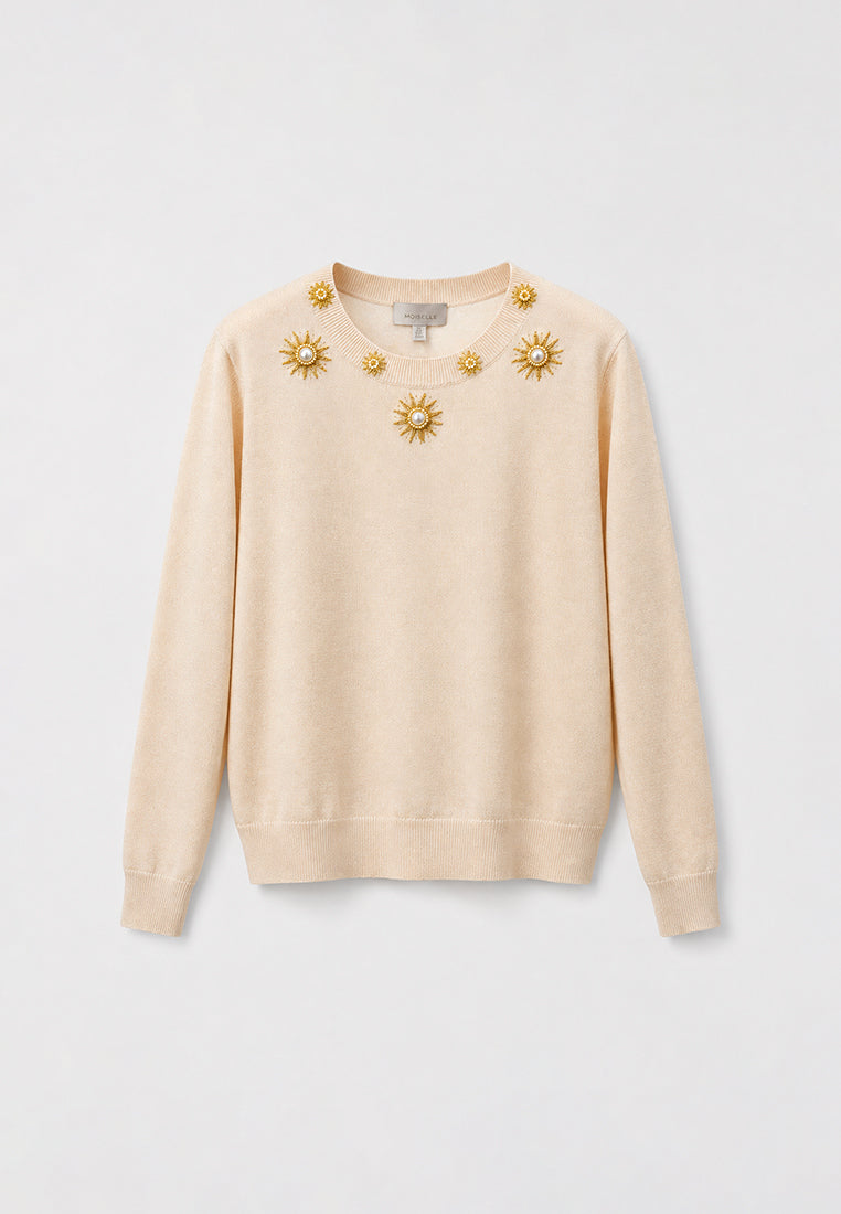 Soleil Impérial Embellished Knit Sweater
