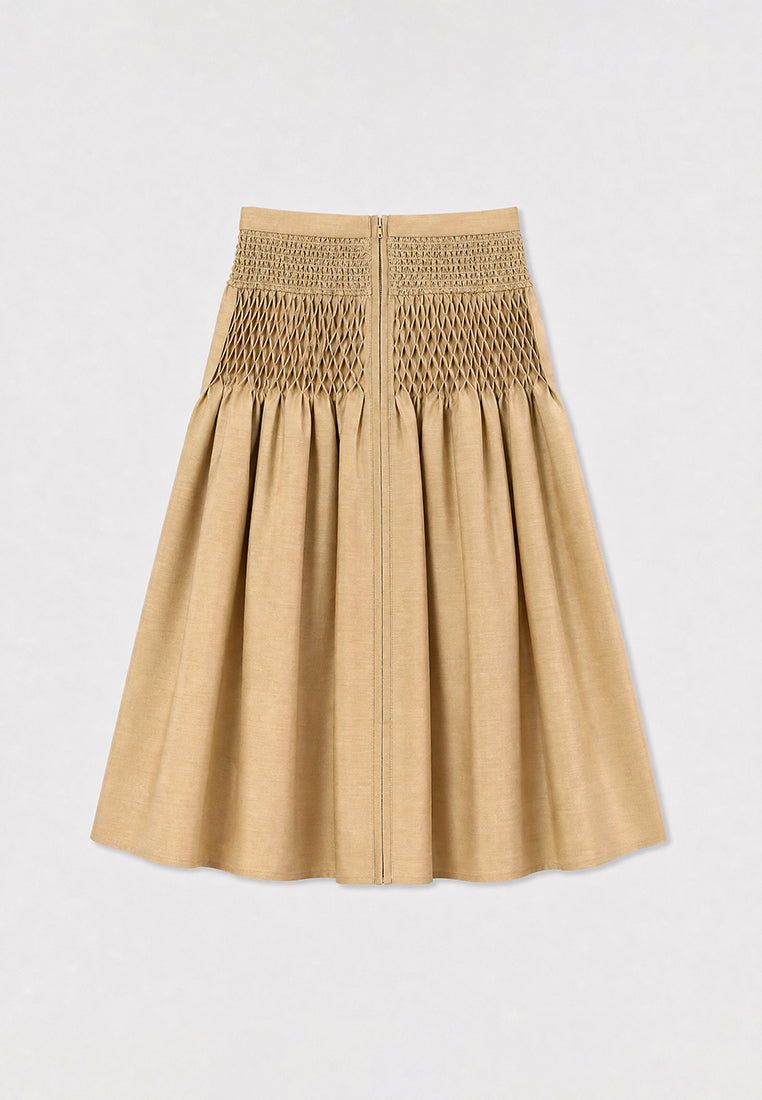 Beige Smock Plissé Skirt